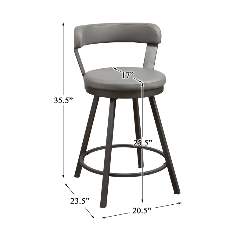 Pemberly Row Metal Swivel Counter Height Chair in Gray (Set of 2)