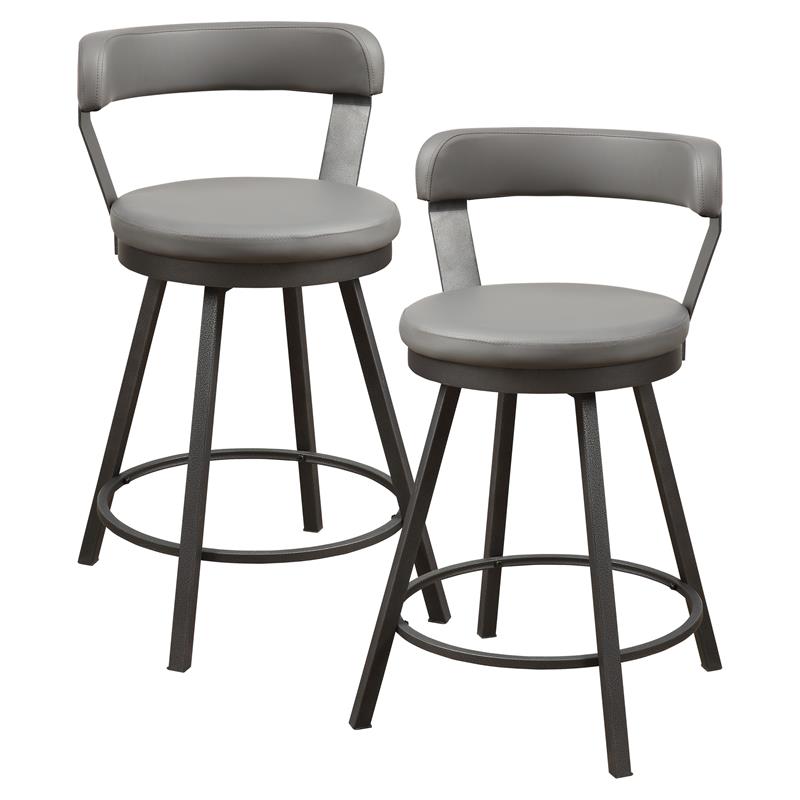 Pemberly Row Metal Swivel Counter Height Chair in Gray (Set of 2)