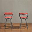 Pemberly Row Metal Swivel Counter Height Chair in Red (Set of 2)