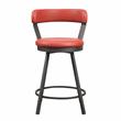Pemberly Row Metal Swivel Counter Height Chair in Red (Set of 2)