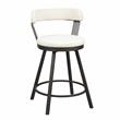 Pemberly Row Metal Swivel Counter Height Chair in White (Set of 2)