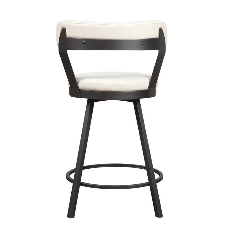 Pemberly Row Metal Swivel Counter Height Chair in White (Set of 2)