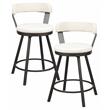 Pemberly Row Metal Swivel Counter Height Chair in White (Set of 2)