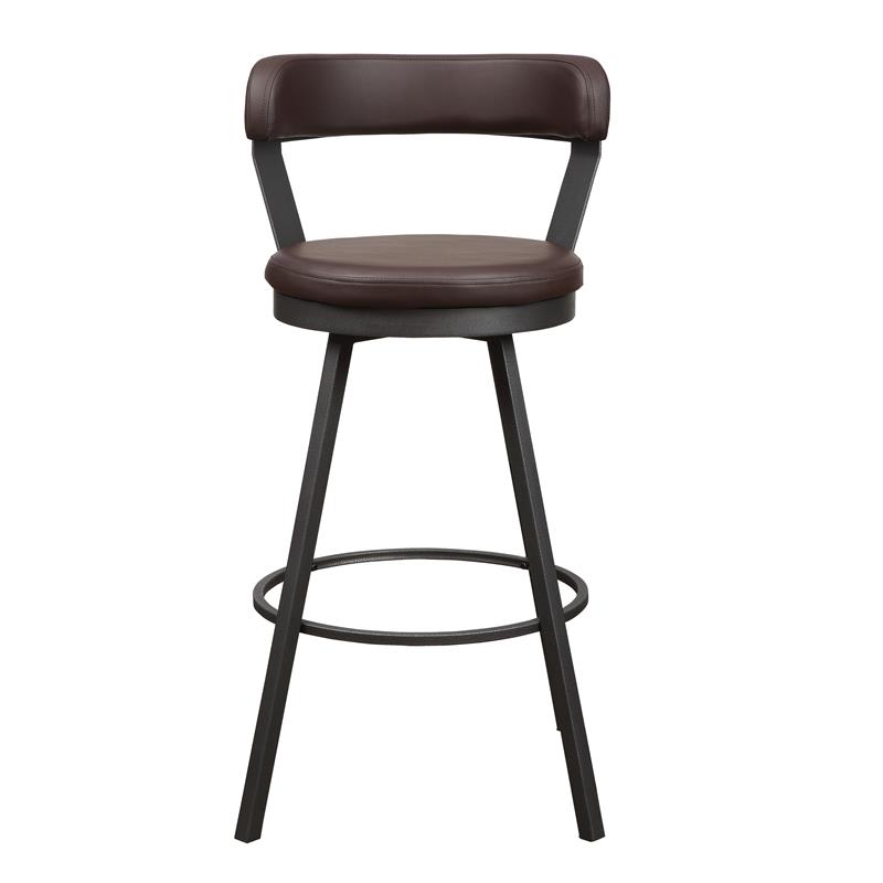 Pemberly Row Metal Swivel Pub Height Chair in Mottled Silver/Brown (Set of 2)