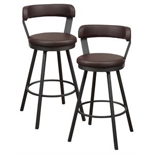 Pemberly Row Metal Swivel Pub Height Chair in Mottled Silver/Brown (Set of 2)