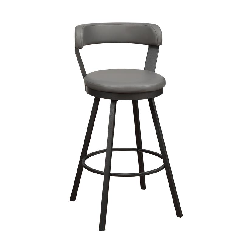 Pemberly Row Metal Swivel Pub Height Chair in Mottled Silver/Gray (Set of 2)