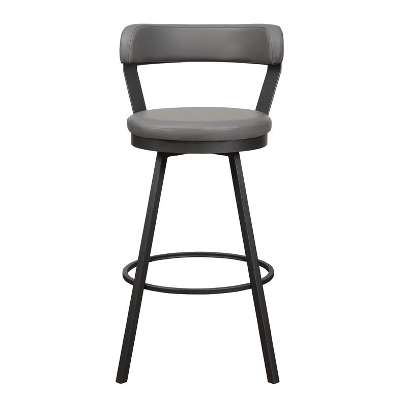 Pemberly Row Metal Swivel Pub Height Chair in Mottled Silver/Gray (Set of 2)