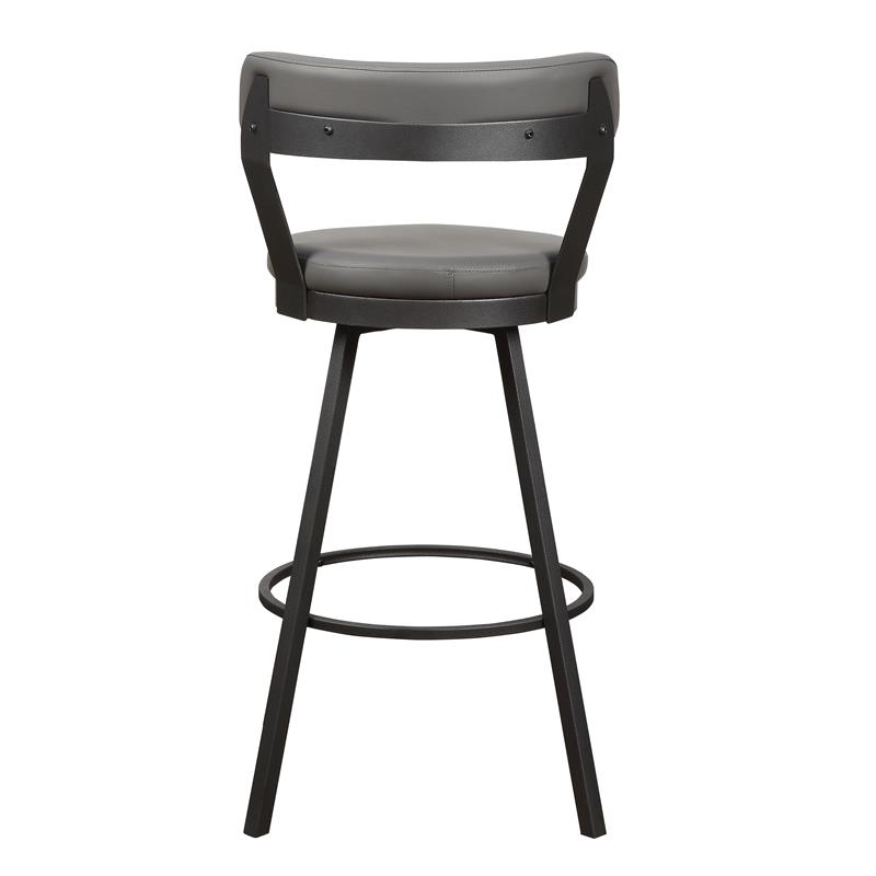 Pemberly Row Metal Swivel Pub Height Chair in Mottled Silver/Gray (Set of 2)