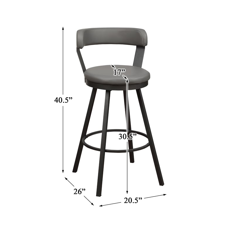 Pemberly Row Metal Swivel Pub Height Chair in Mottled Silver/Gray (Set of 2)