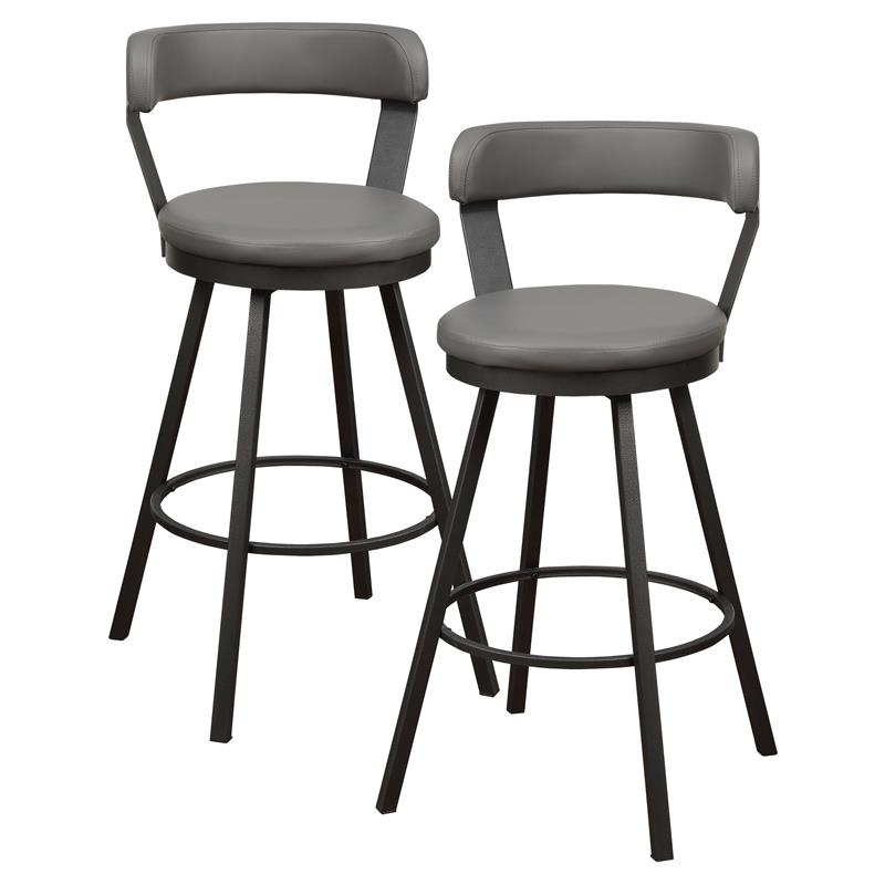 Pemberly Row Metal Swivel Pub Height Chair in Mottled Silver/Gray (Set of 2)