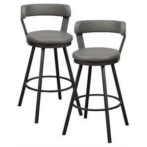 Pemberly Row Metal Swivel Pub Height Chair in Mottled Silver/Gray (Set of 2)