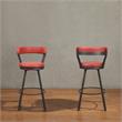Pemberly Row Metal Swivel Pub Height Chair in Mottled Silver/Red (Set of 2)
