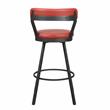 Pemberly Row Metal Swivel Pub Height Chair in Mottled Silver/Red (Set of 2)