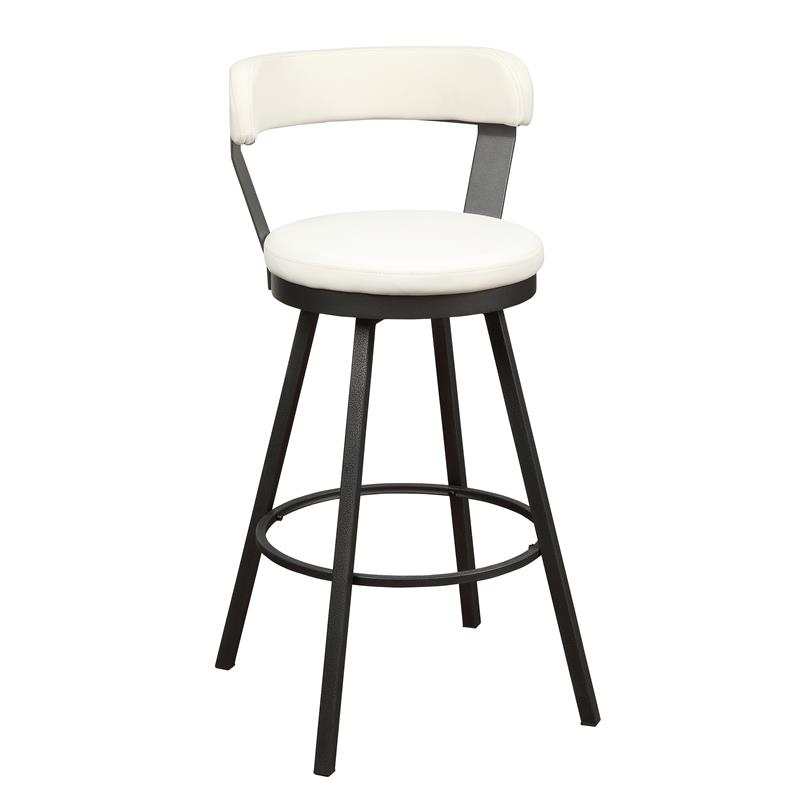 Pemberly Row Metal Swivel Pub Height Chair in Mottled Silver/White (Set of 2)