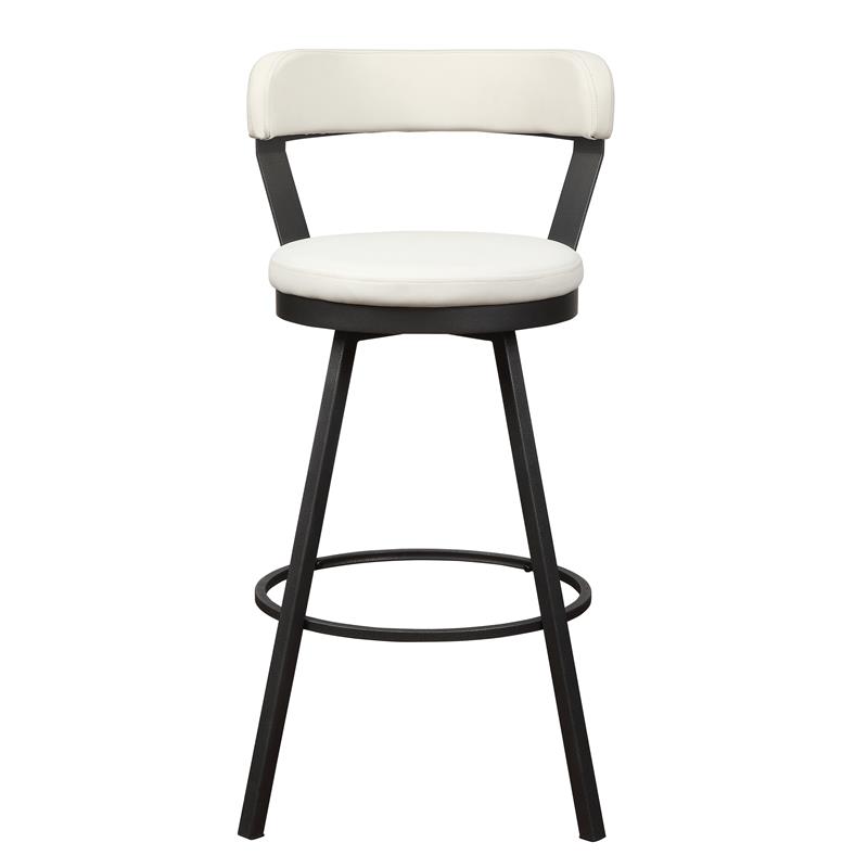 Pemberly Row Metal Swivel Pub Height Chair in Mottled Silver/White (Set of 2)