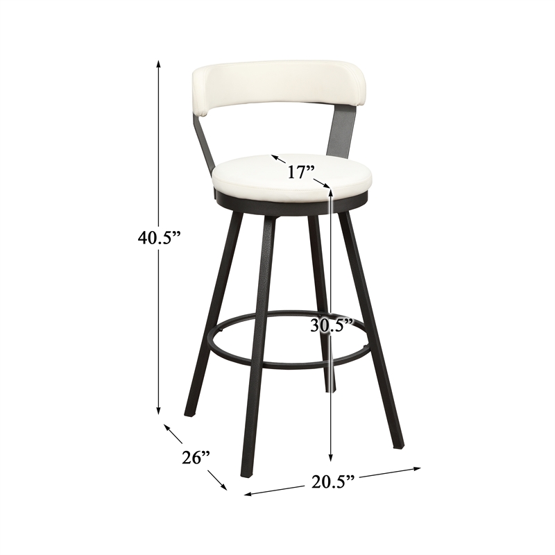 Pemberly Row Metal Swivel Pub Height Chair in Mottled Silver/White (Set of 2)