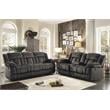 Pemberly Row Microfiber Double Glider Reclining Love Seat in Chocolate