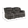 Pemberly Row Microfiber Double Glider Reclining Love Seat in Chocolate