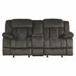 Pemberly Row Microfiber Double Glider Reclining Love Seat in Chocolate