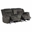 Pemberly Row Microfiber Double Glider Reclining Love Seat in Chocolate