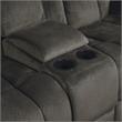 Pemberly Row Microfiber Double Glider Reclining Love Seat in Chocolate