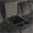 Pemberly Row Microfiber Double Glider Reclining Love Seat in Chocolate