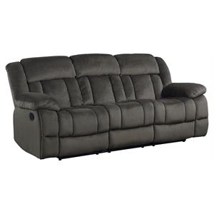 Pemberly Row 90&quot Traditional Microfiber Double Reclining Sofa in Chocolate