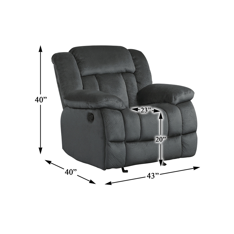 Pemberly Row Traditional Microfiber Glider Reclining Chair in Charcoal