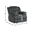 Pemberly Row Traditional Microfiber Glider Reclining Chair in Charcoal