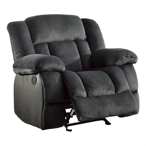 Pemberly Row Traditional Microfiber Glider Reclining Chair in Charcoal