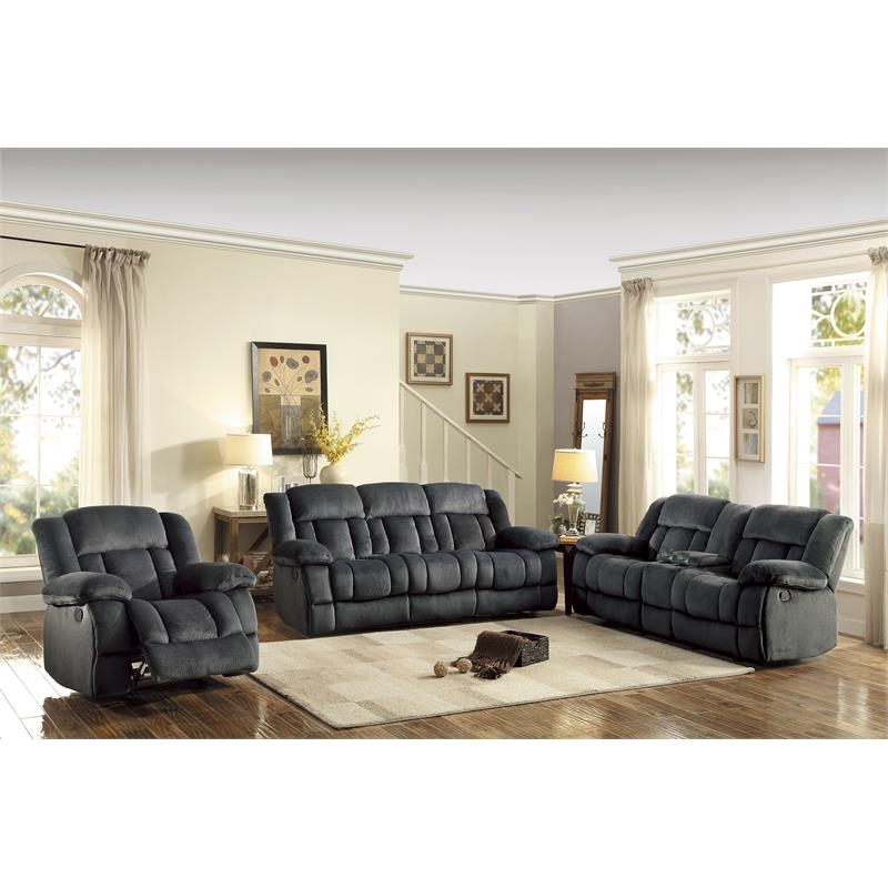 Pemberly Row Traditional Microfiber Glider Reclining Chair in Charcoal