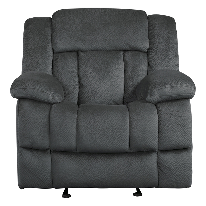 Pemberly Row Traditional Microfiber Glider Reclining Chair in Charcoal