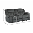 Pemberly Row Traditional Microfiber Double Glider Reclining Loveseat in Charcoal