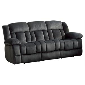 Pemberly Row 90&quot Traditional Microfiber Double Reclining Sofa in Charcoal