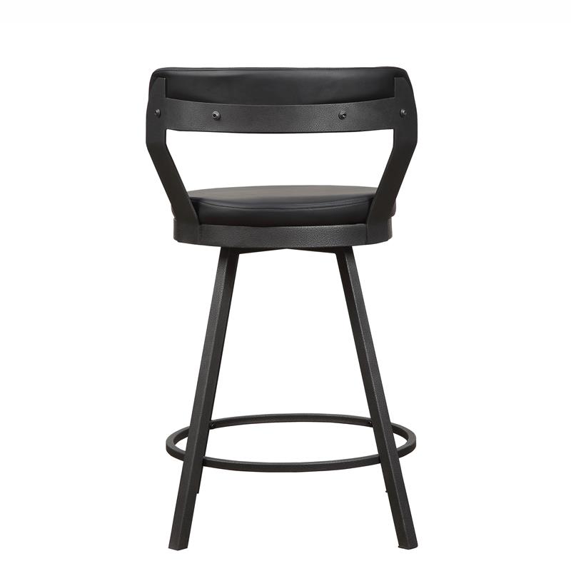 Pemberly Row Metal Swivel Counter Height Stool in Silver/Black (Set of 2)