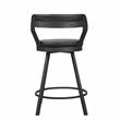 Pemberly Row Metal Swivel Counter Height Stool in Silver/Black (Set of 2)