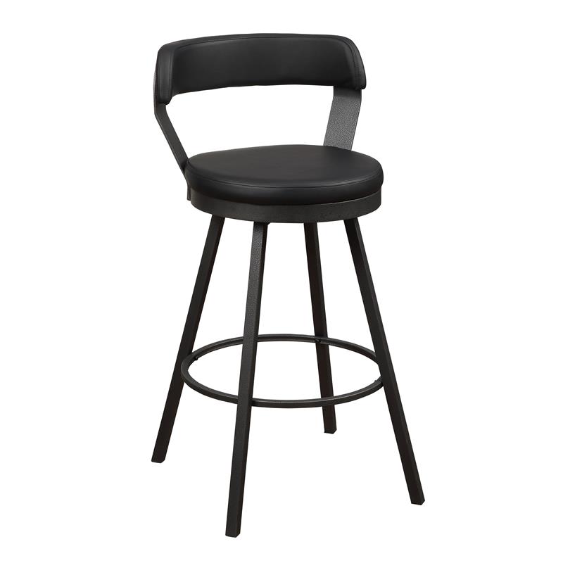 Pemberly Row Metal Swivel Pub Height Chair in Silver/Black (Set of 2)