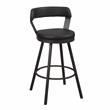 Pemberly Row Metal Swivel Pub Height Chair in Silver/Black (Set of 2)