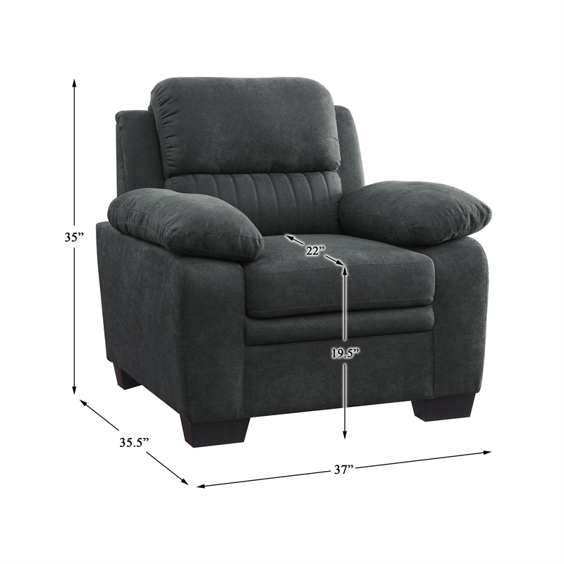 Pemberly Row 19.5'' Modern Polyester Fabric Upholstered Chair in Dark Gray