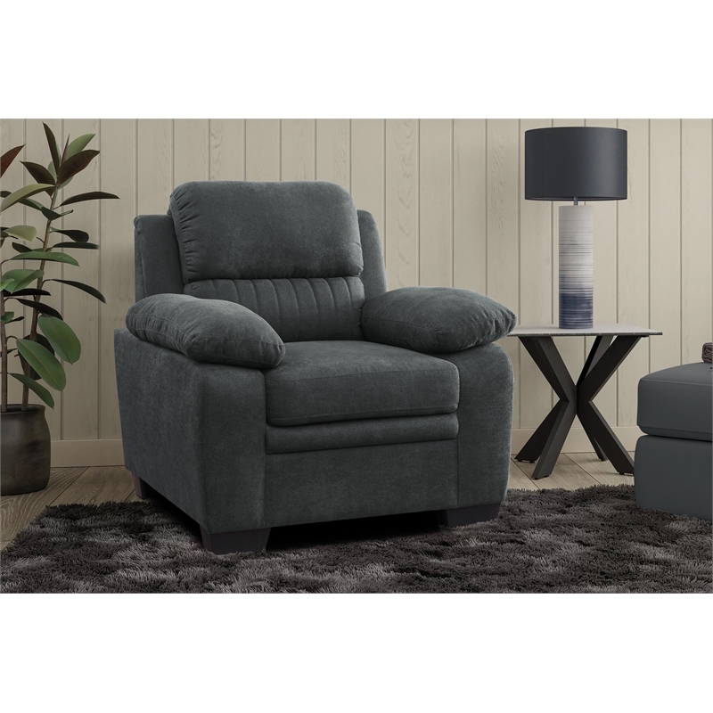 Pemberly Row 19.5'' Modern Polyester Fabric Upholstered Chair in Dark Gray