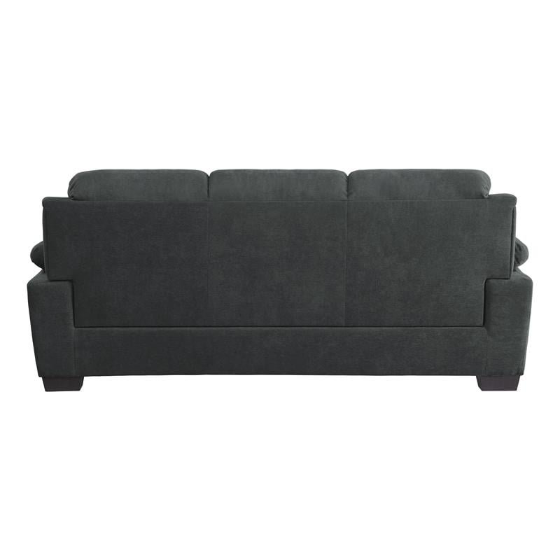 Pemberly Row Modern Textured Fabric Sofa with Pillow-top Arms in Dark Gray