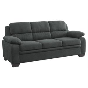 Pemberly Row Modern Textured Fabric Sofa with Pillow-top Arms in Dark Gray