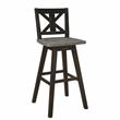 Pemberly Row Cross Back Bar Height Dining Swivel Chair in Black (Set of 2)