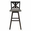 Pemberly Row Cross Back Bar Height Dining Swivel Chair in Black (Set of 2)