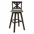 Pemberly Row Cross Back Bar Height Dining Swivel Chair in Black (Set of 2)