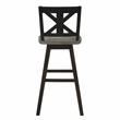Pemberly Row Cross Back Bar Height Dining Swivel Chair in Black (Set of 2)