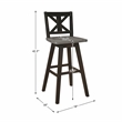 Pemberly Row Cross Back Bar Height Dining Swivel Chair in Black (Set of 2)