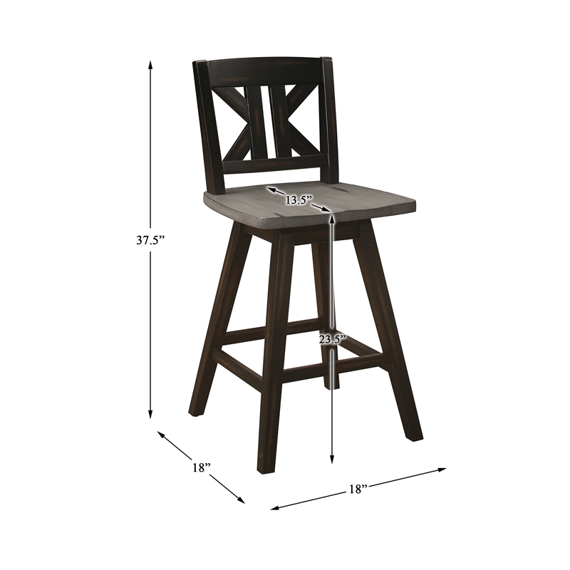 Pemberly Row K-back Counter Height Dining Swivel Chair in Black (Set of 2)
