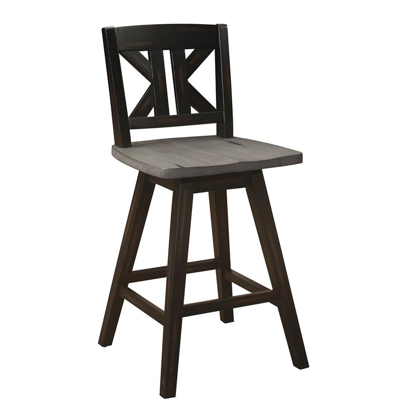 Pemberly Row K-back Counter Height Dining Swivel Chair in Black (Set of 2)