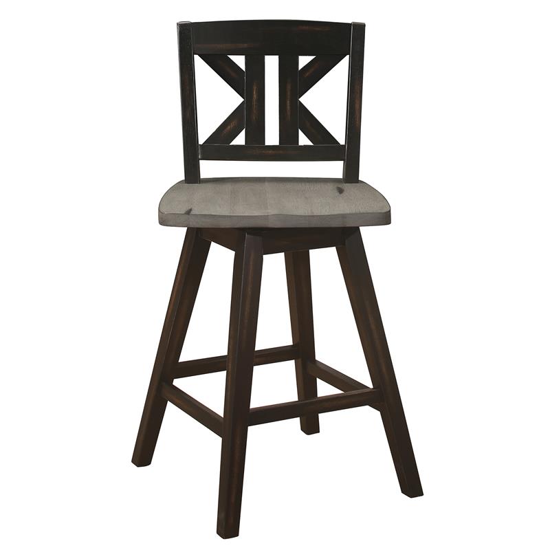 Pemberly Row K-back Counter Height Dining Swivel Chair in Black (Set of 2)